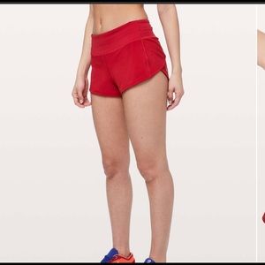 LULULEMON dark red speed up shorts